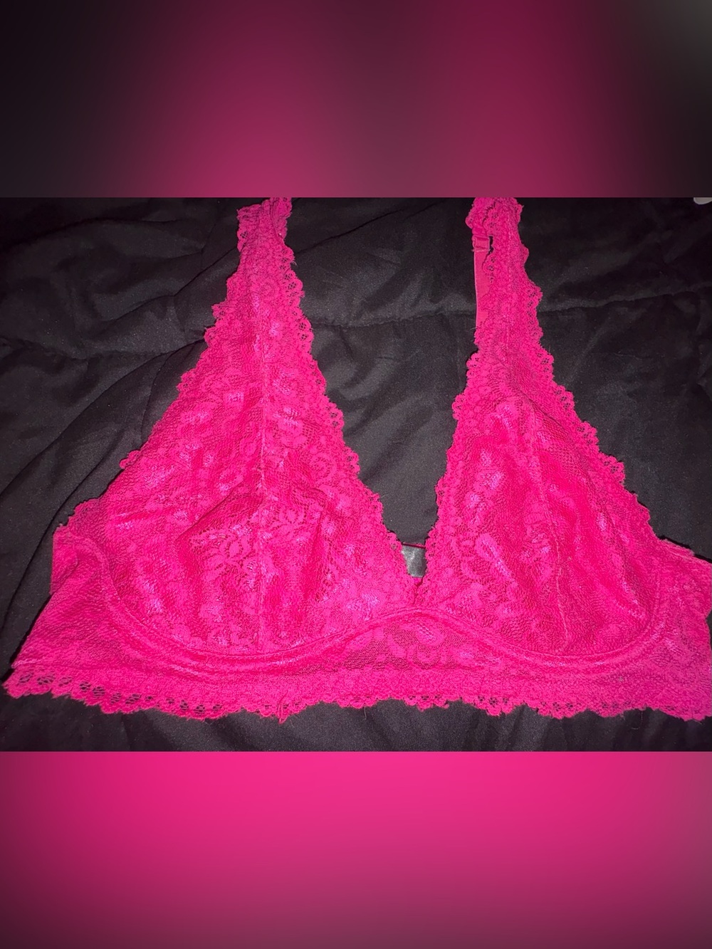 Women's Lace Bralette - Hot Pink